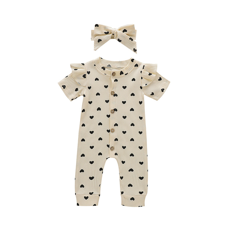 Baby Girls Love heart Print Jumpsuits Wholesale 22031579