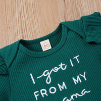 Load image into Gallery viewer, 3 Pieces Set Baby Girls Letters Muslin&amp;Ribbed Print Rompers Flower Shorts And Bow Headwear Wholesale 22031586
