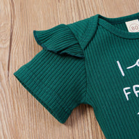 Load image into Gallery viewer, 3 Pieces Set Baby Girls Letters Muslin&amp;Ribbed Print Rompers Flower Shorts And Bow Headwear Wholesale 22031586
