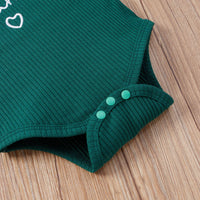 Load image into Gallery viewer, 3 Pieces Set Baby Girls Letters Muslin&amp;Ribbed Print Rompers Flower Shorts And Bow Headwear Wholesale 22031586
