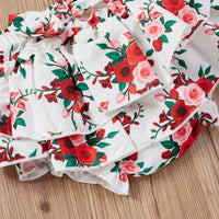 Load image into Gallery viewer, 3 Pieces Set Baby Girls Letters Muslin&amp;Ribbed Print Rompers Flower Shorts And Bow Headwear Wholesale 22031586

