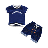 Load image into Gallery viewer, 2 Pieces Set Baby Kid Boys Letters Color-blocking T-Shirts And Solid Color Shorts Wholesale 22031704
