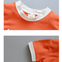 Load image into Gallery viewer, 2 Pieces Set Baby Kid Boys Letters Color-blocking T-Shirts And Solid Color Shorts Wholesale 22031704

