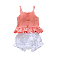 Load image into Gallery viewer, 2 Pieces Set Baby Girls Solid Color Tank Tops And Bow Shorts Wholesale 220317120
