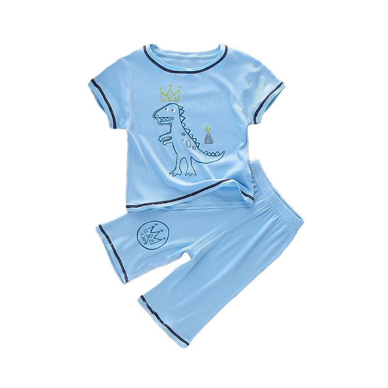 2 Pieces Set Baby Kid Boys Dinosaur Print T-Shirts And Cartoon Pants Wholesale 220317163