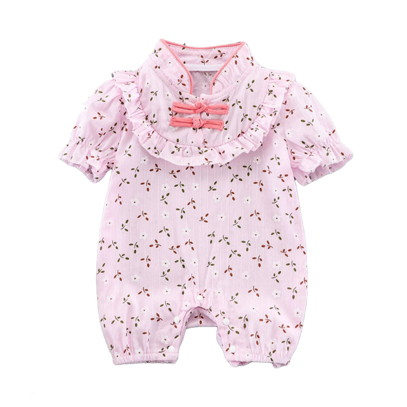 Baby Girls Flower Print Jumpsuits Wholesale 220317164