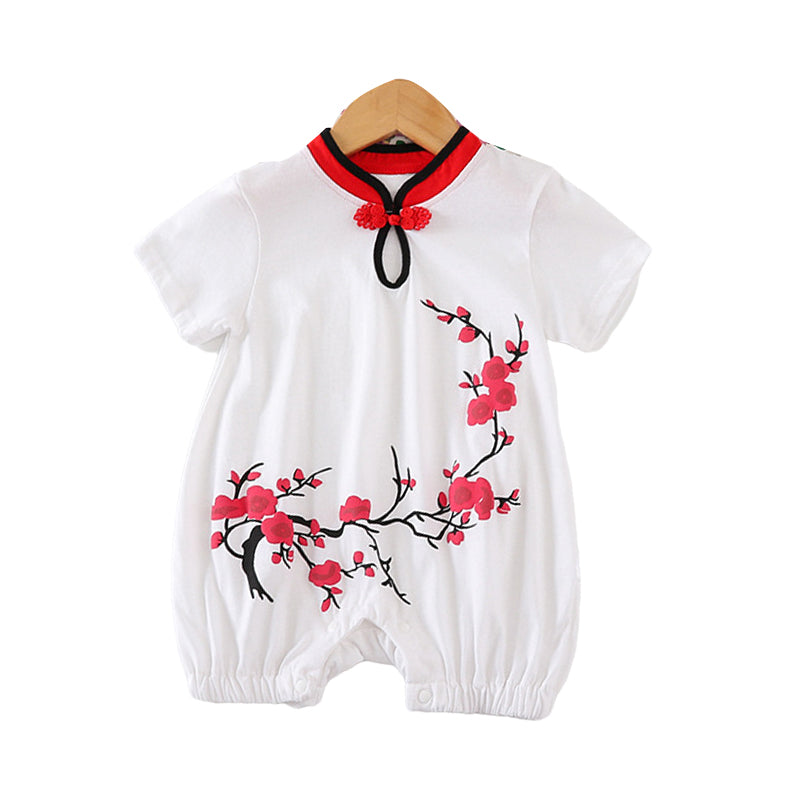 Baby Girls Flower Print Jumpsuits Wholesale 22031717