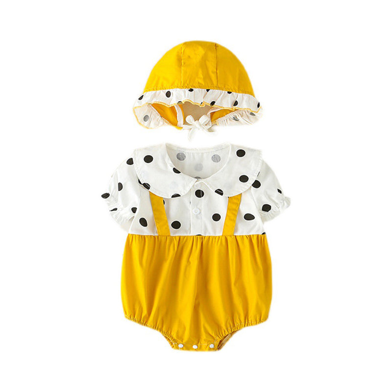 Baby Girls Color-blocking Polka dots Rompers Wholesale 220317180