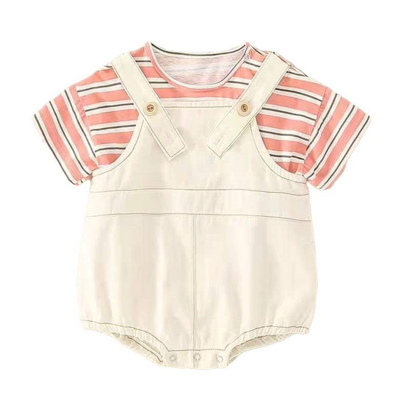2 Pieces Set Baby Unisex Striped T-Shirts And Solid Color Rompers Wholesale 220317290