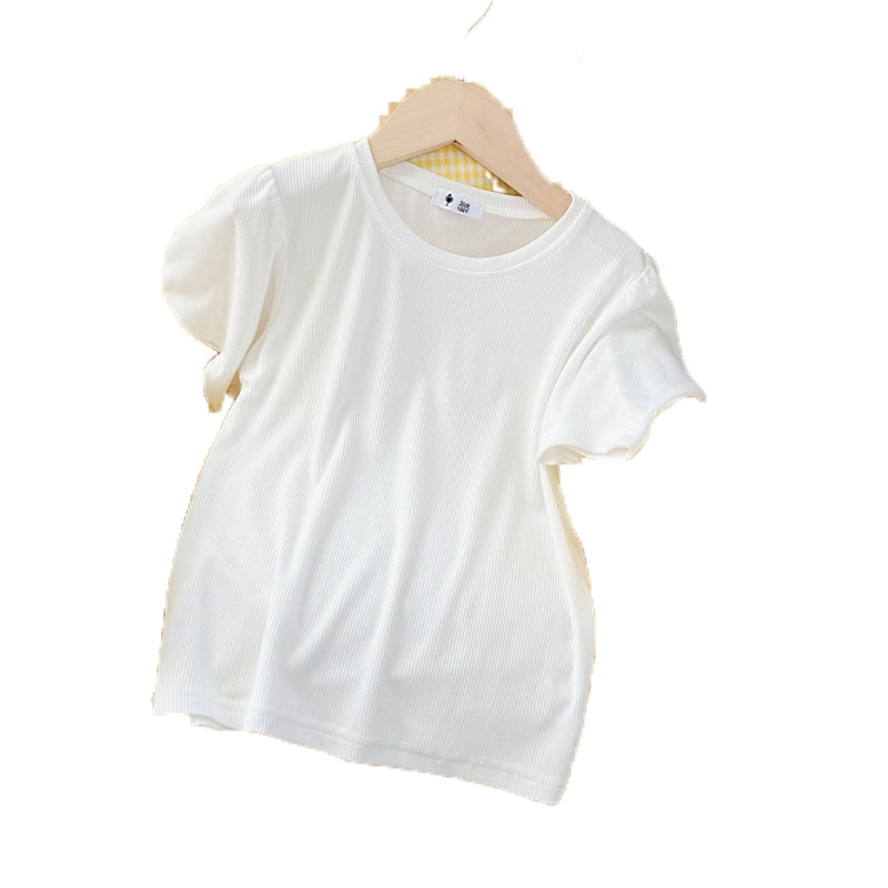 Baby Kid Girls Solid Color T-Shirts Wholesale 220317345