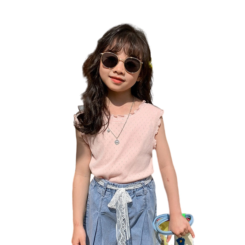 Baby Kid Girls Solid Color Crochet T-Shirts Wholesale 220317447