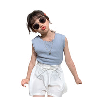 Load image into Gallery viewer, Baby Kid Girls Solid Color Crochet T-Shirts Wholesale 220317447
