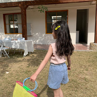 Load image into Gallery viewer, Baby Kid Girls Solid Color Crochet T-Shirts Wholesale 220317447
