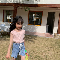 Load image into Gallery viewer, Baby Kid Girls Solid Color Crochet T-Shirts Wholesale 220317447
