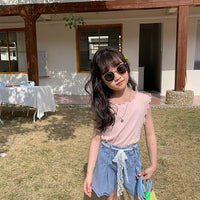 Load image into Gallery viewer, Baby Kid Girls Solid Color Crochet T-Shirts Wholesale 220317447
