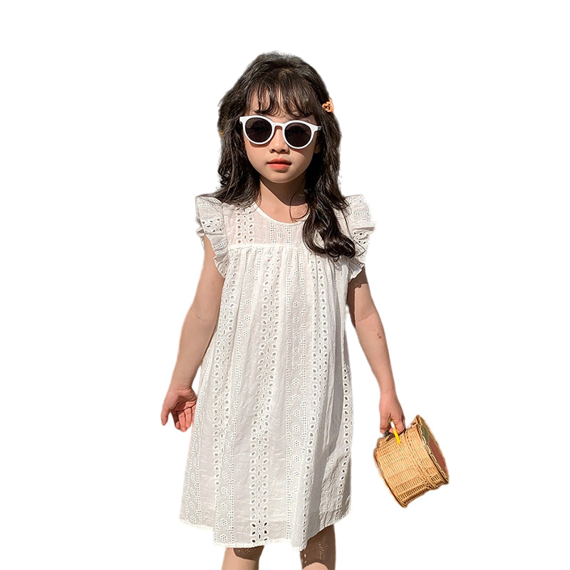Baby Kid Girls Solid Color Lace Dresses Wholesale 220317497