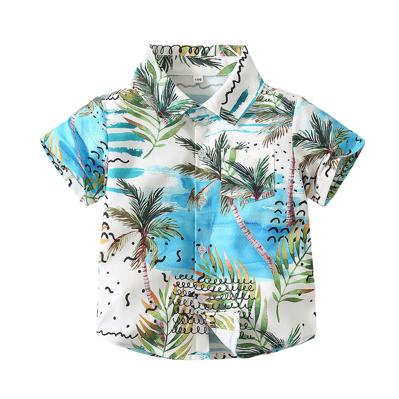 Baby Kid Boys Tropical print Beach Shirts Wholesale 220317548