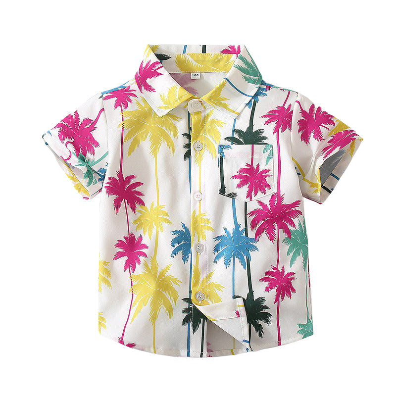 Baby Kid Boys Tropical print Beach Shirts Wholesale 220317549