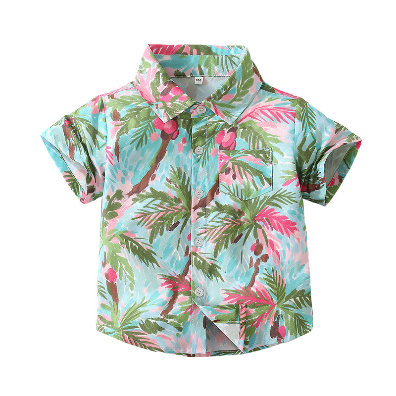 Baby Kid Boys Tropical print Beach Shirts Wholesale 220317552