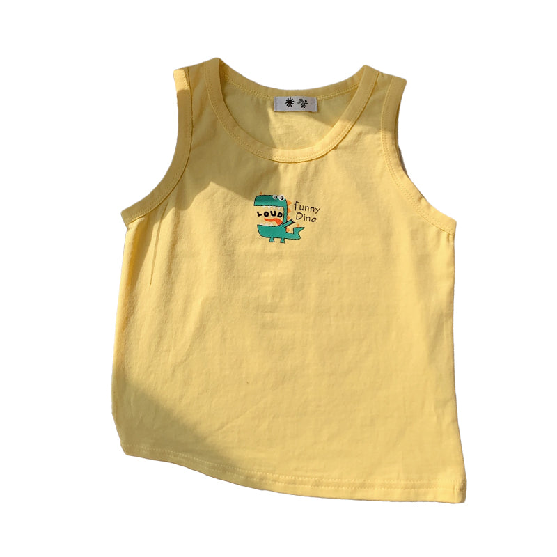 Baby Kid Girls Boys Letters Dinosaur Print Tank Tops Wholesale 220317568