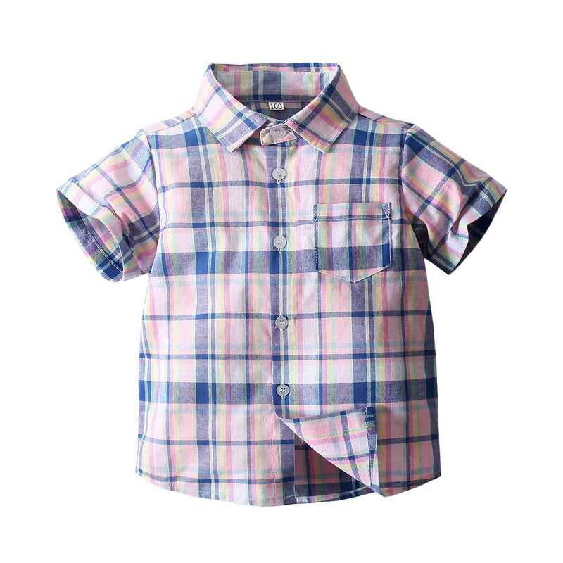 Baby Kid Boys Color-blocking Checked Shirts Wholesale 220317572