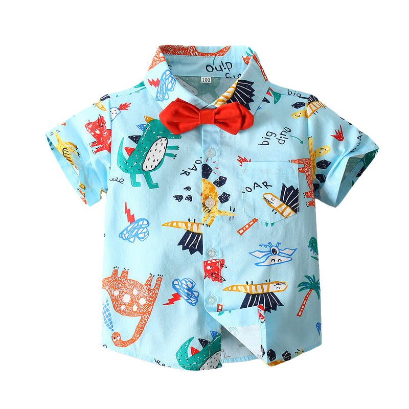 Baby Kid Boys Letters Dinosaur Cartoon Print Shirts Wholesale 220317573