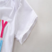 Load image into Gallery viewer, 2 Pieces Set Baby Kid Girls Birthday Letters Tops Rainbow And Bow Skirts Wholesale 22032205
