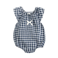 Load image into Gallery viewer, Baby Kid Girls Checked Bow Print Rompers Wholesale 220322101
