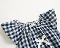Load image into Gallery viewer, Baby Kid Girls Checked Bow Print Rompers Wholesale 220322101

