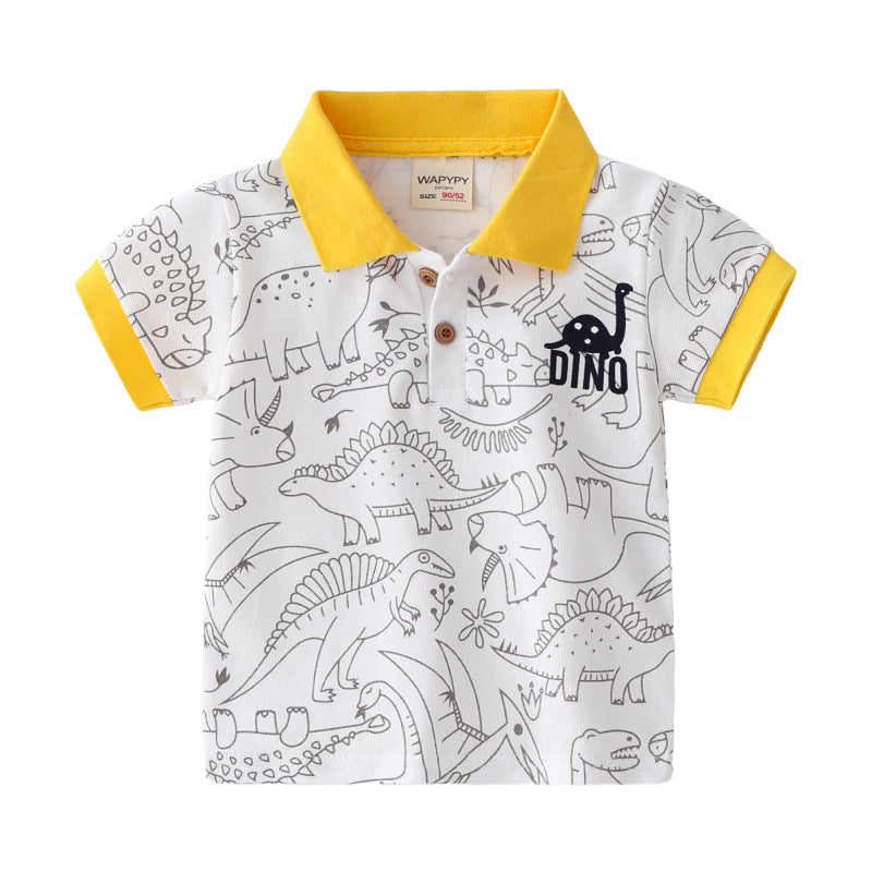 Baby Kid Boys Striped Dinosaur Polo Shirts Wholesale 220322111