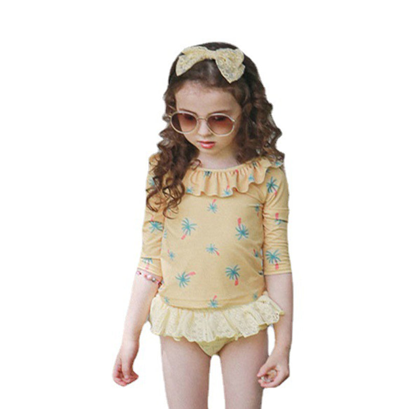 Baby Kid Girls Flower Print Beach Swimwears Wholesale 220322165