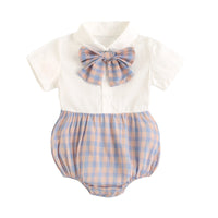 Load image into Gallery viewer, Baby Kid Girls Color-blocking Checked Rompers Wholesale 220322175
