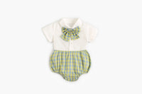 Load image into Gallery viewer, Baby Kid Girls Color-blocking Checked Rompers Wholesale 220322175
