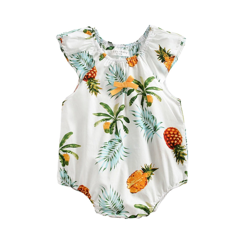 Baby Kid Girls Fruit Plant Bow Print Rompers Wholesale 22032222