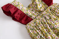 Load image into Gallery viewer, Baby Kid Girls Color-blocking Flower Print Rompers Wholesale 22032223
