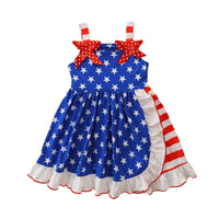 Load image into Gallery viewer, Baby Kid Girls Star Bow Print Dresses Wholesale 220322236

