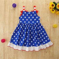 Load image into Gallery viewer, Baby Kid Girls Star Bow Print Dresses Wholesale 220322236
