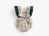 Load image into Gallery viewer, Baby Kid Girls Color-blocking Flower Print Rompers Wholesale 22032224
