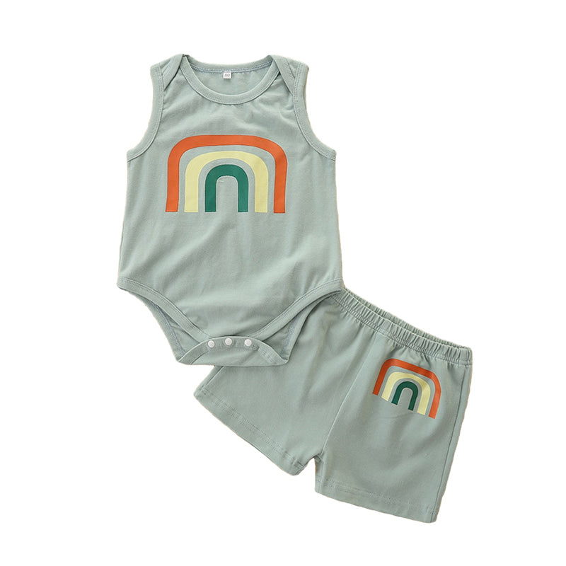 2 Pieces Set Baby Unisex Print Jumpsuits And Shorts Wholesale 220322266