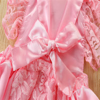Load image into Gallery viewer, Baby Girls Letters Flower Bow Lace Rompers Wholesale 220322267
