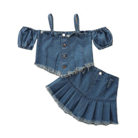 Load image into Gallery viewer, 2 Pieces Set Baby Kid Girls Solid Color Tops And Skirts Wholesale 220322273

