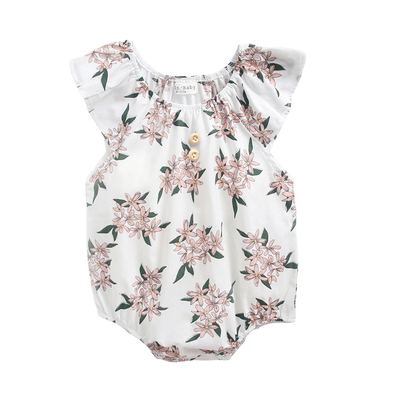 Baby Kid Girls Flower Print Rompers Wholesale 22032228