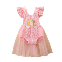 Load image into Gallery viewer, Baby Girls Rainbow Lace Rompers Wholesale 220322280
