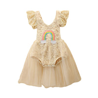 Load image into Gallery viewer, Baby Girls Rainbow Lace Rompers Wholesale 220322280
