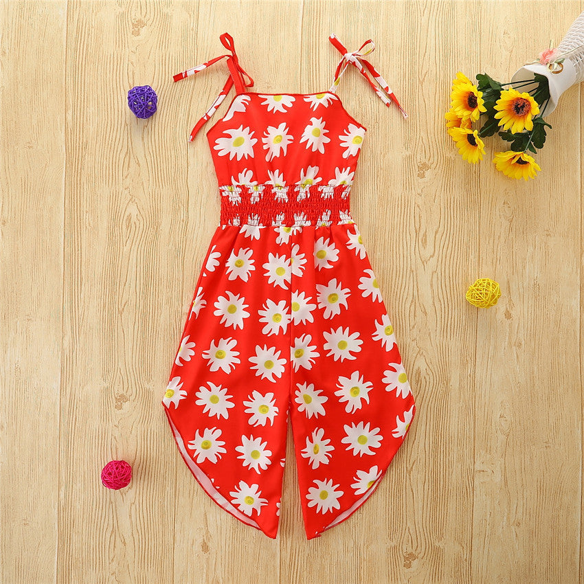 Baby Kid Girls Flower Print Jumpsuits Wholesale 220322285