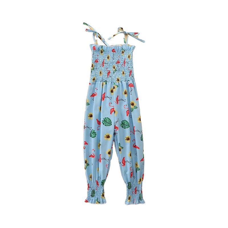 Baby Kid Girls Flower Print Jumpsuits Wholesale 220322287