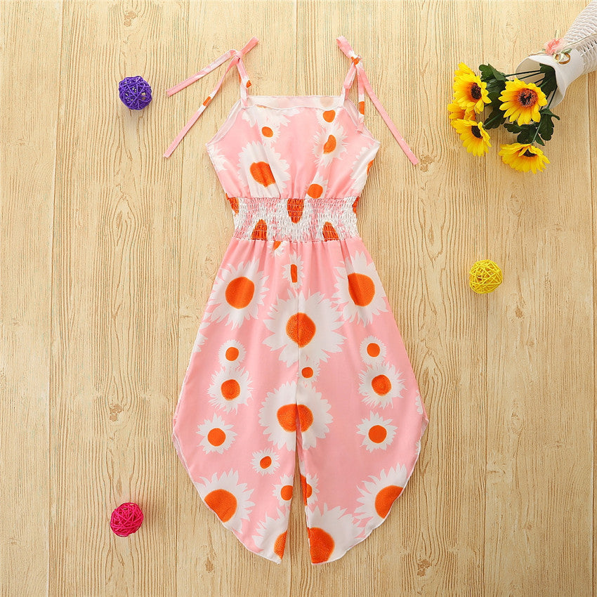 Baby Kid Girls Flower Print Jumpsuits Wholesale 220322288