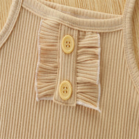 Load image into Gallery viewer, 2 Pieces Set Baby Girls Solid Color Muslin&amp;Ribbed Rompers And Flower Print Pants Wholesale 220322298
