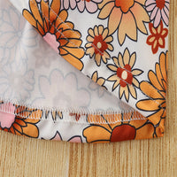 Load image into Gallery viewer, 2 Pieces Set Baby Girls Solid Color Muslin&amp;Ribbed Rompers And Flower Print Pants Wholesale 220322298
