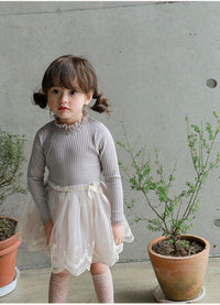 Load image into Gallery viewer, Baby Kid Girls Lace Muslin&amp;Ribbed Tops Wholesale 220322302
